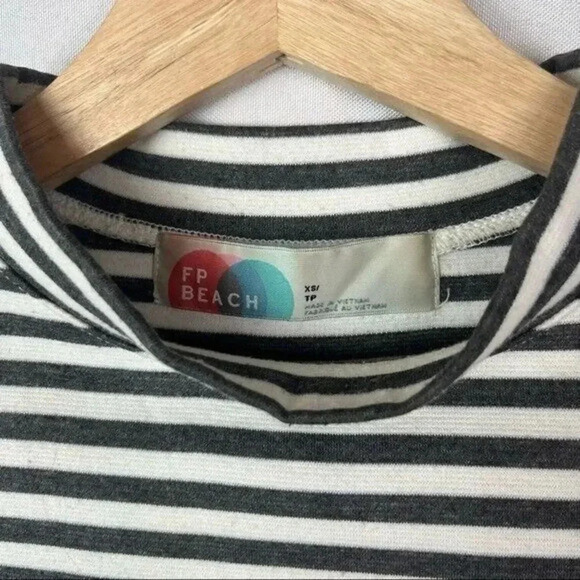 Free People FP Beach Black & White Stripe A-Line Mini Dress XS - Picture 5 of 5